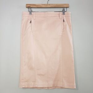 Luisa Cerano Size 8 Peach Knee-Length Pencil Skirt for Work With Pockets